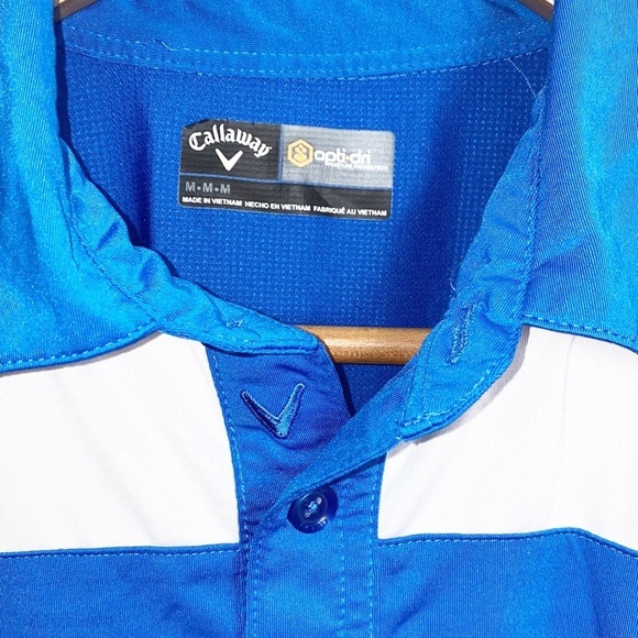 Callaway Opti-Dri Blue And White Moisture Management Mens Golf Polo - Picture 2 of 8